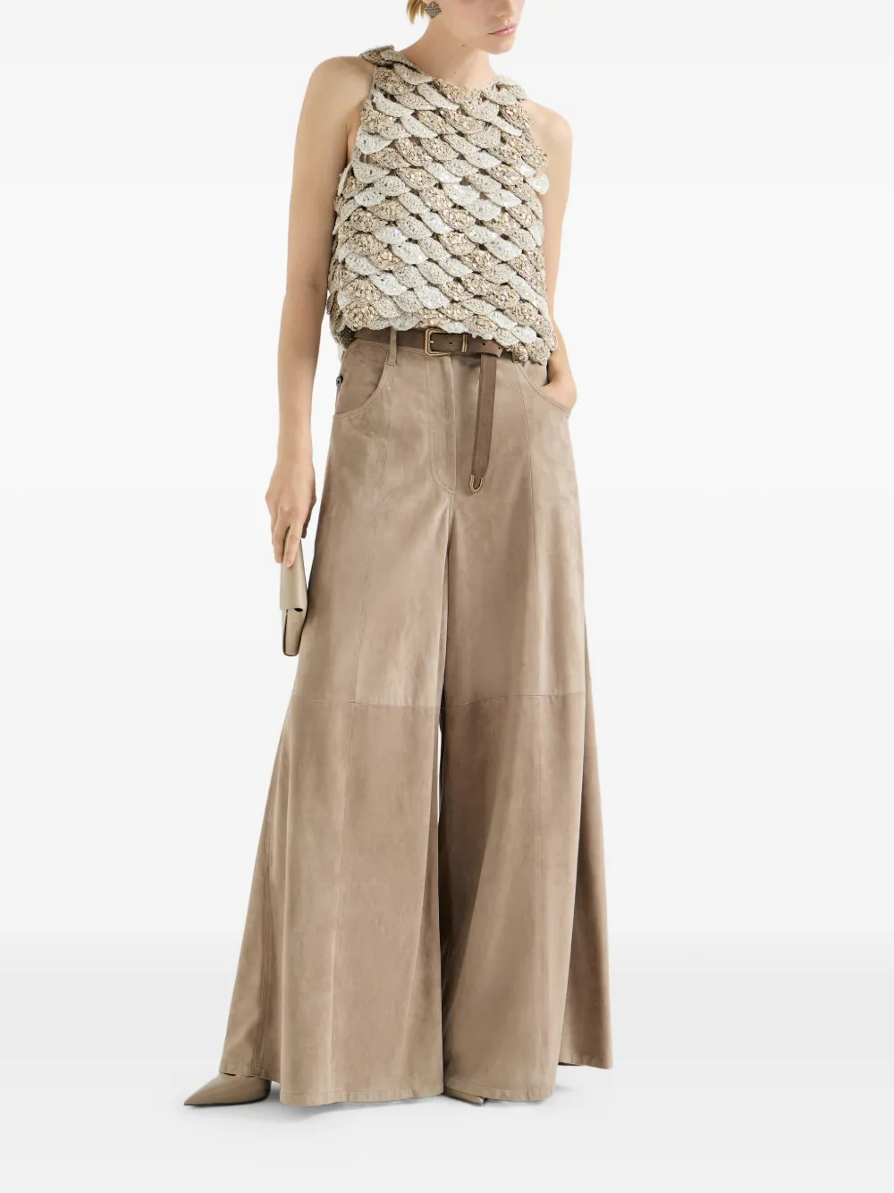 Brunello Cucinelli Opera top met schelpen Beige