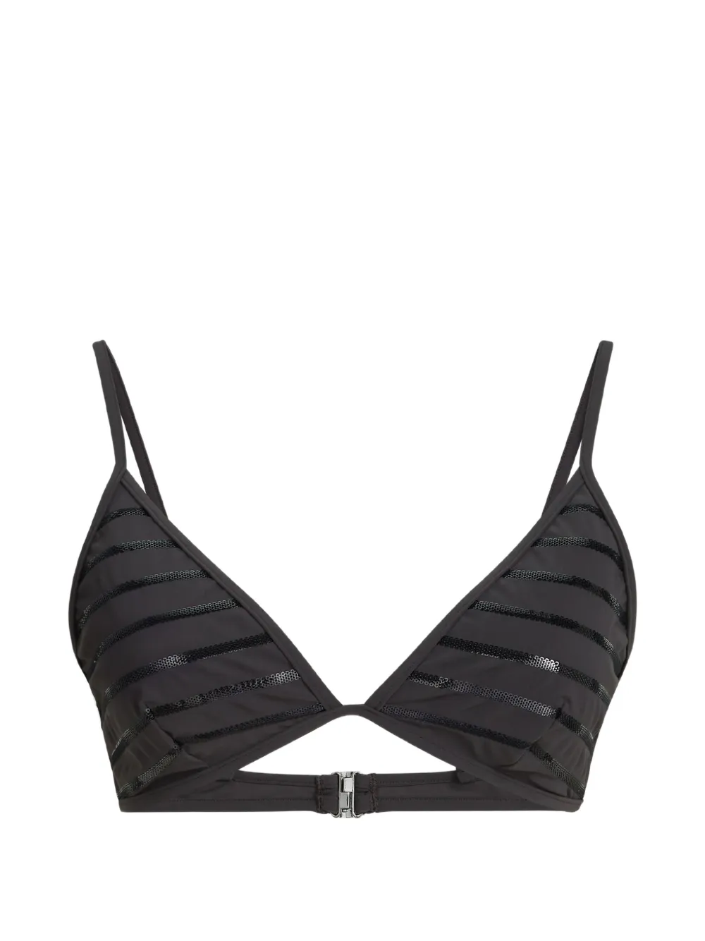 Brunello Cucinelli Top bikini Monili a righe - Nero