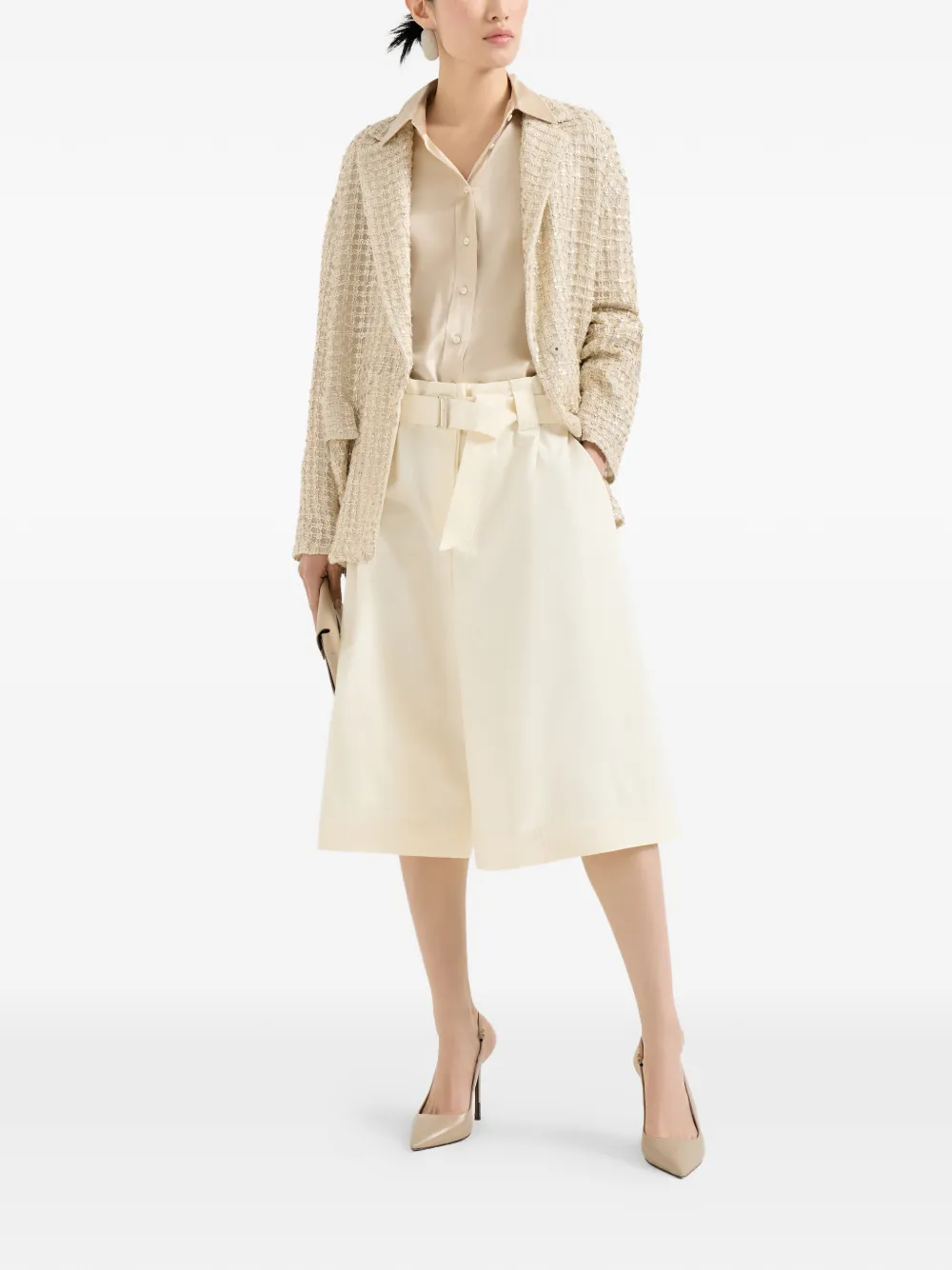 Brunello Cucinelli Dazzling zijden blazer met borduurwerk Beige