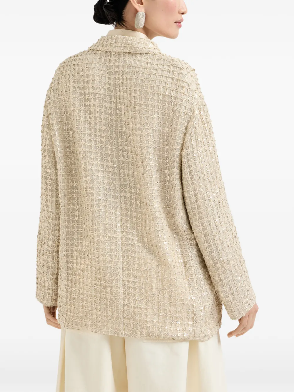 Brunello Cucinelli Dazzling zijden blazer met borduurwerk Beige