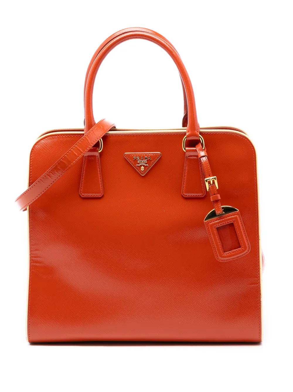 Prada Pre-Owned 2010-2025 Saffiano Vernice Open Convertible Tote satchel - Arancione