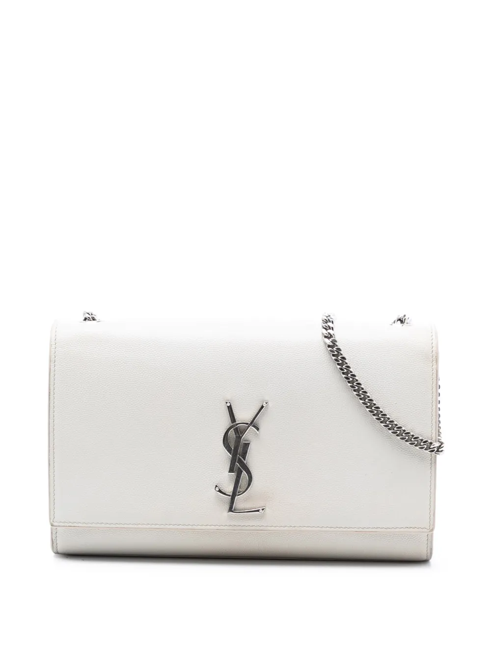 Saint Laurent Pre-Owned 2017 Medium Grain De Poudre Monogram Kate crossbody bag - Bianco