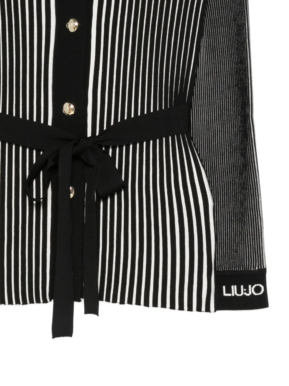  Liu Jo Striped Belted Cardigan - Black 