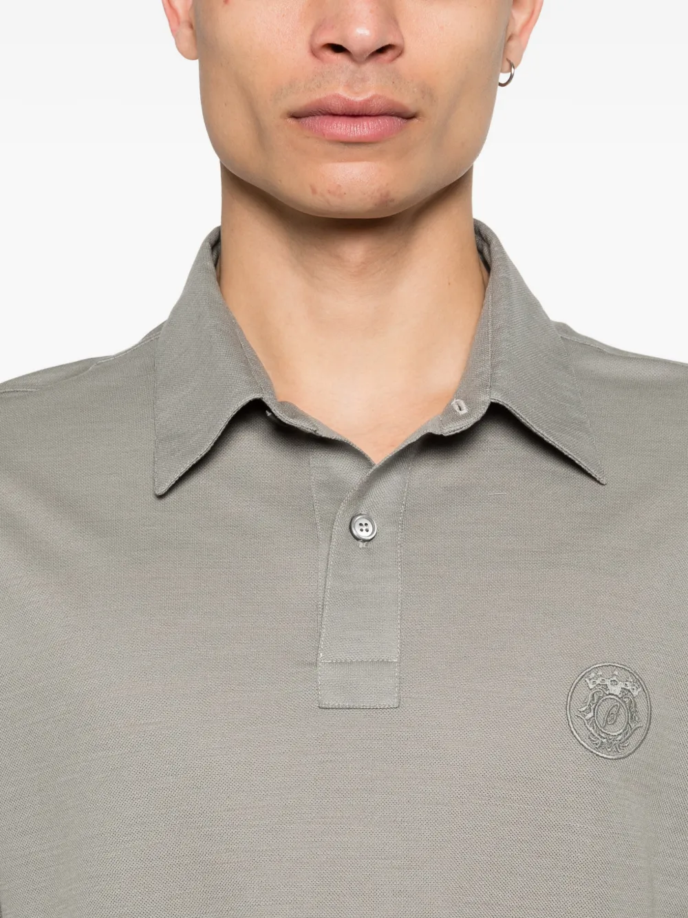 Brioni Poloshirt met geborduurd logo Grijs