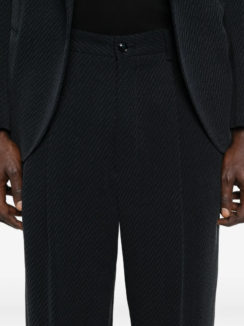 Giorgio Armani Blazer met enkele knoop en krijtstreep Zwart