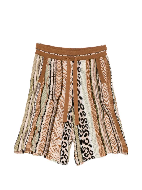 Laneus patterned drawstring shorts