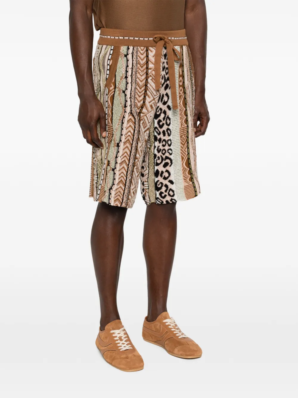  Laneus Patterned Drawstring Shorts - Neutrals 