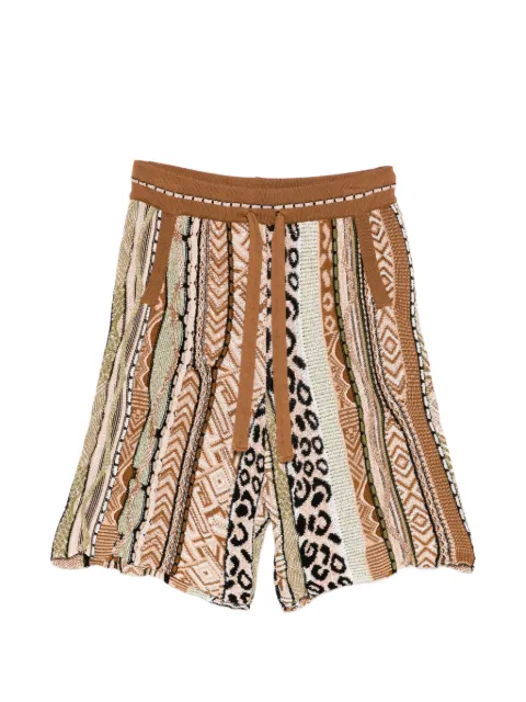 Laneus patterned drawstring shorts