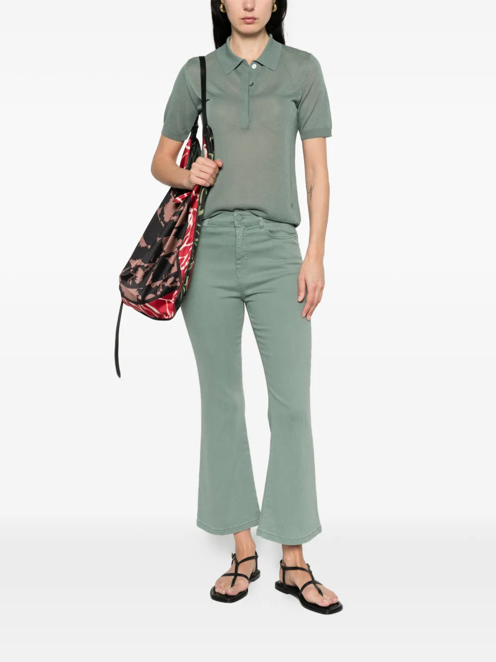  Monochrome Ronco Buttoned Cropped Jeans - Green 
