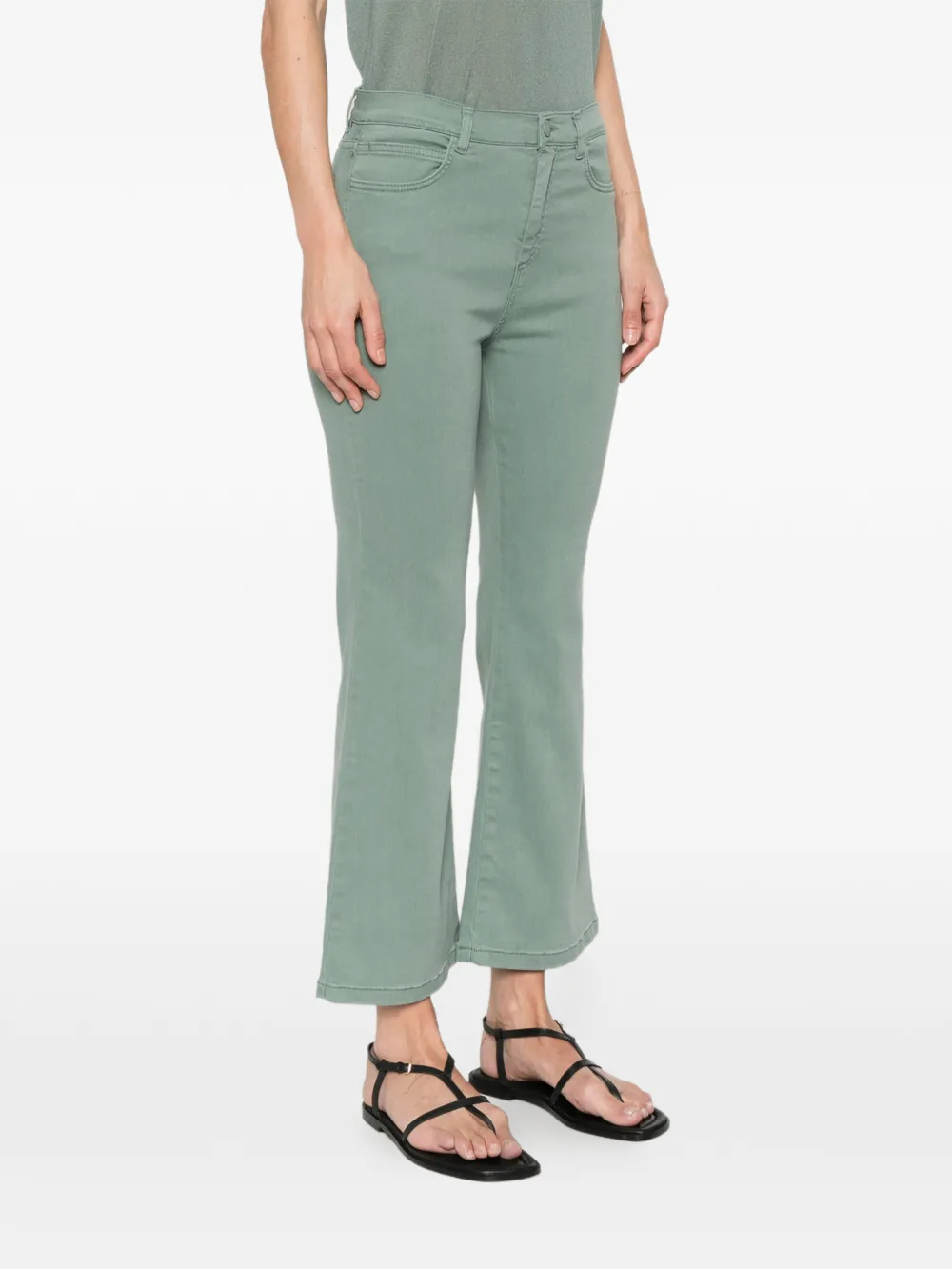  Monochrome Ronco Buttoned Cropped Jeans - Green 