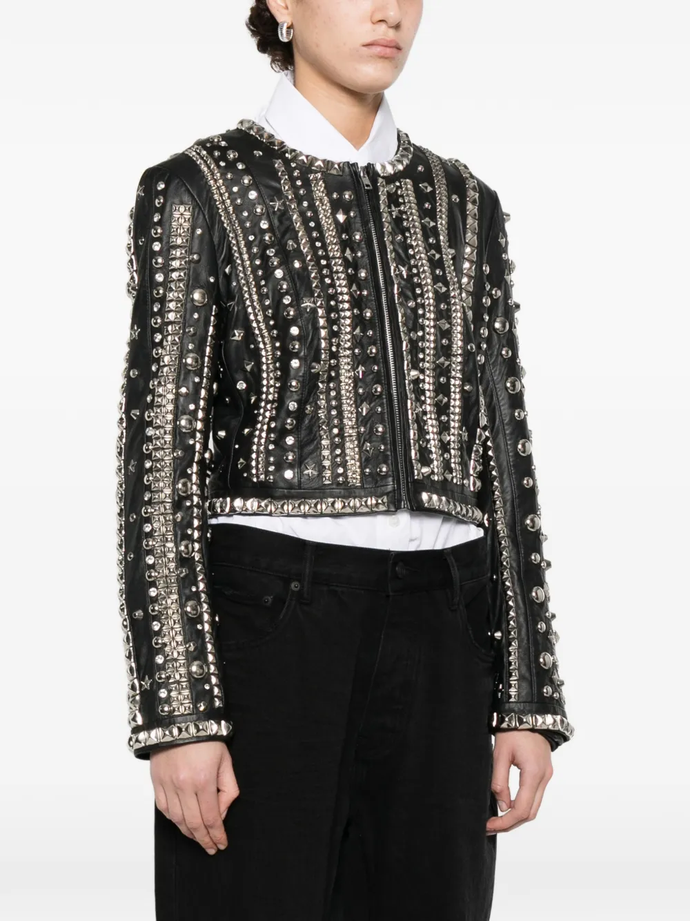  R13 Studded Striped Jacket - Black 