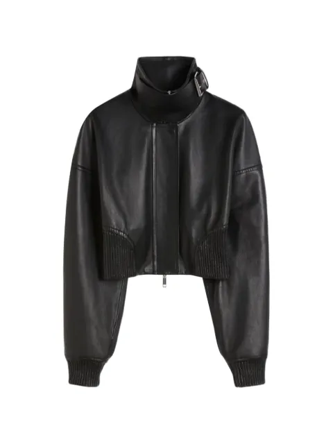 Sportmax high-neck zipped leather jacket