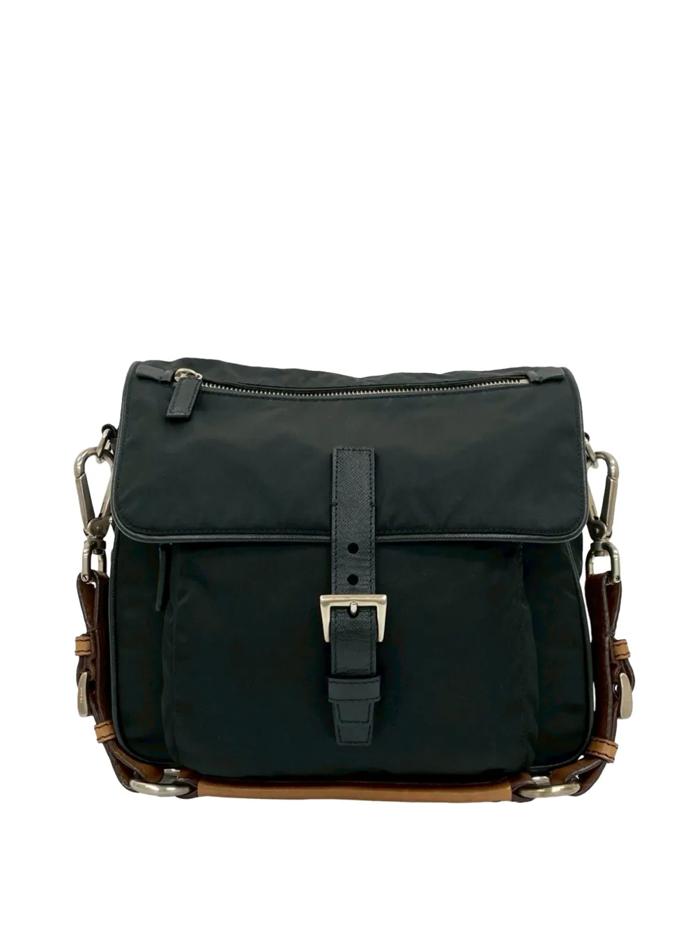 Prada Pre-Owned 2013-2025 Saffiano Trimmed Tessuto shoulder bag - Nero