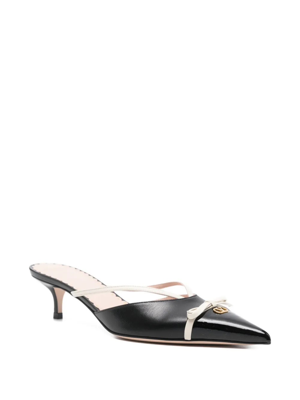 Valentino Garavani ribbon logo mules Zwart