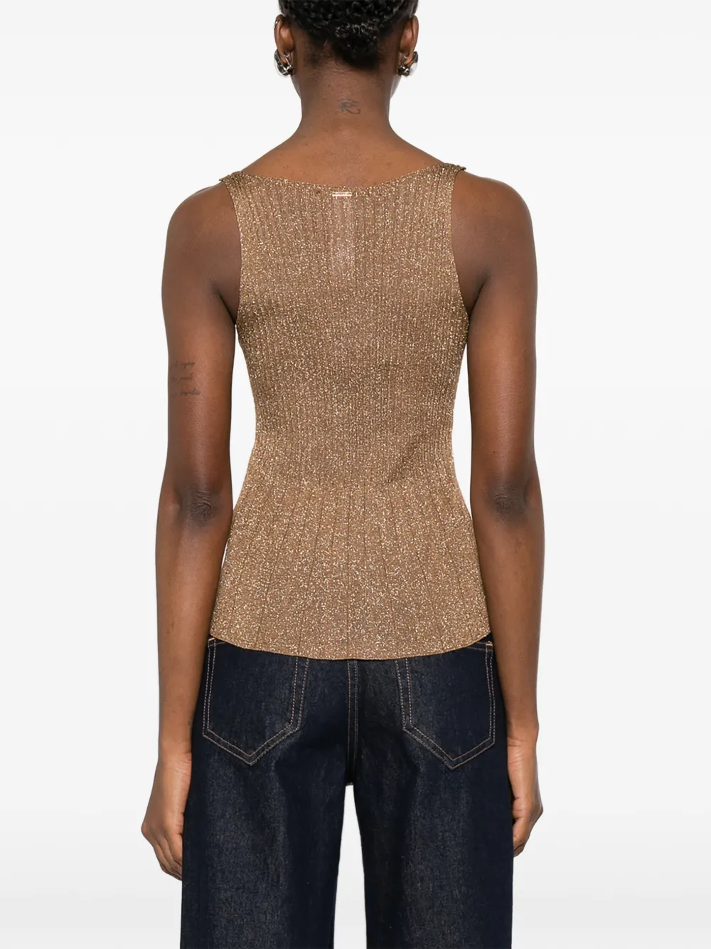 TWINSET Geribbelde top Goud