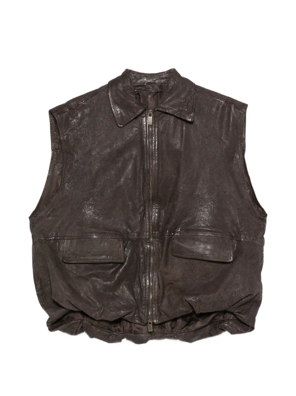 Salvatore Santoro leather zipped vest - Marrone
