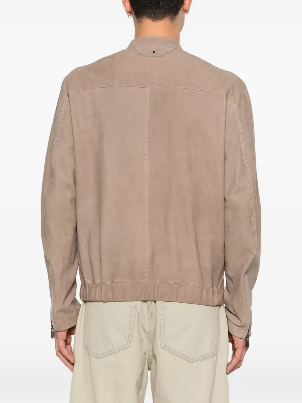 Salvatore Santoro Kraagloos jack met rits Beige