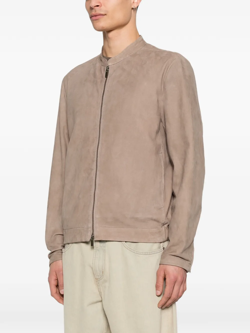  Salvatore Santoro Zip Collarless Jacket - Neutrals 