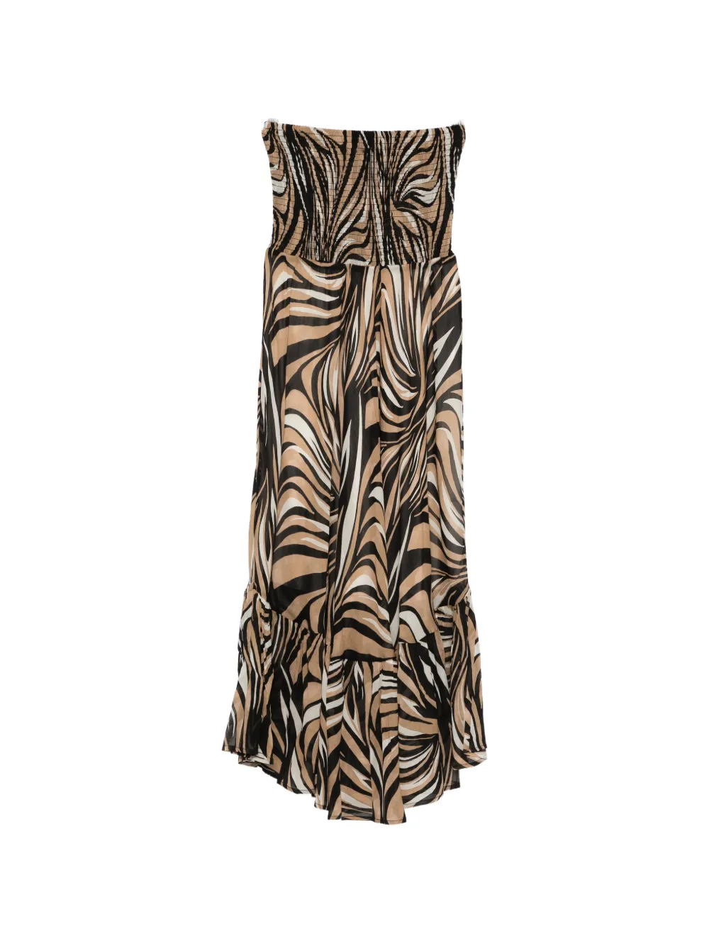 TWINSET smocked strapless printed dress - Toni neutri