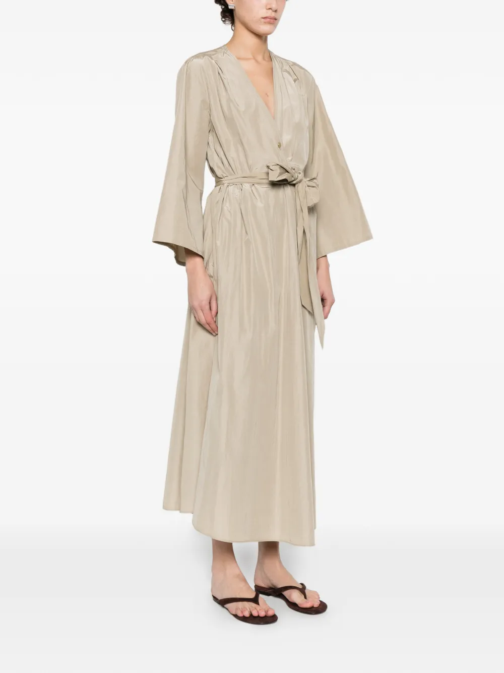  Forte Forte V-neck Belted Midi Dress - Neutrals 