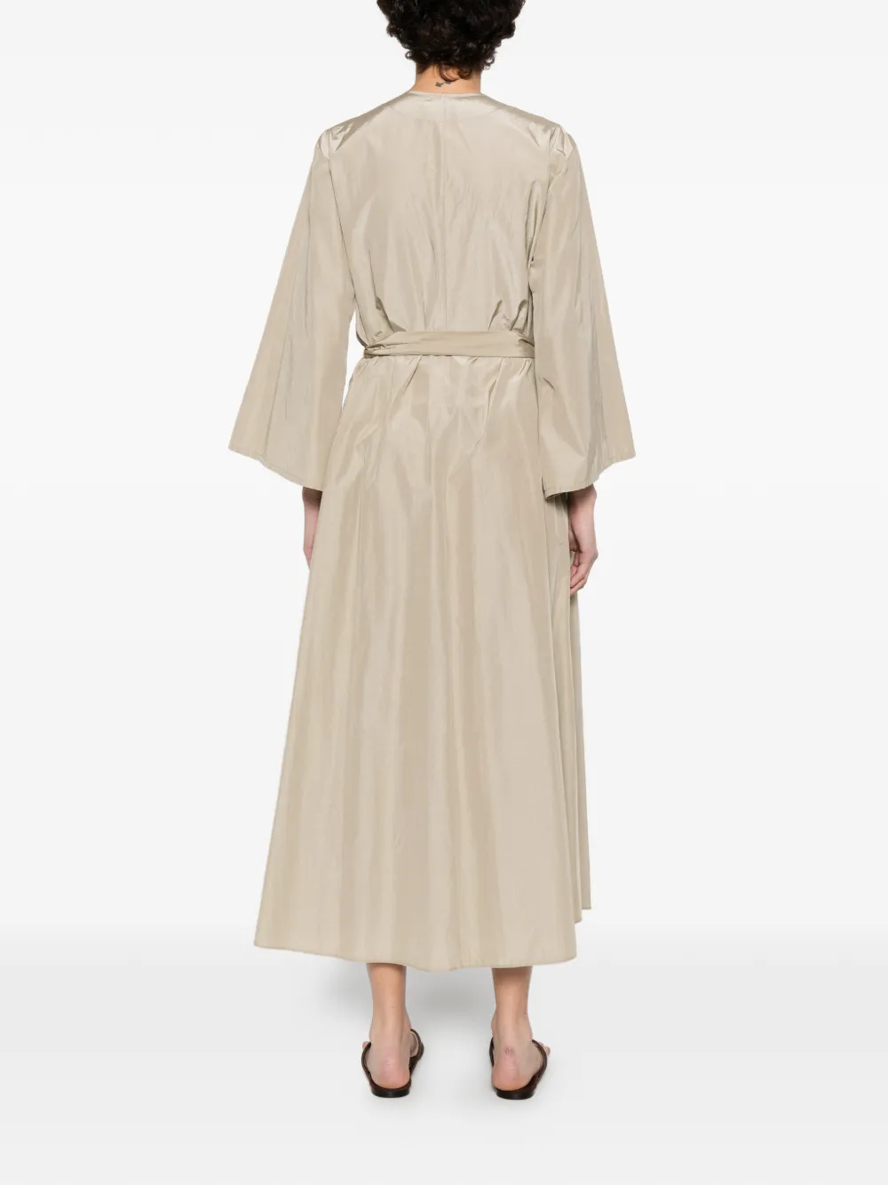 Forte Midi-jurk met ceintuur en V-hals Beige