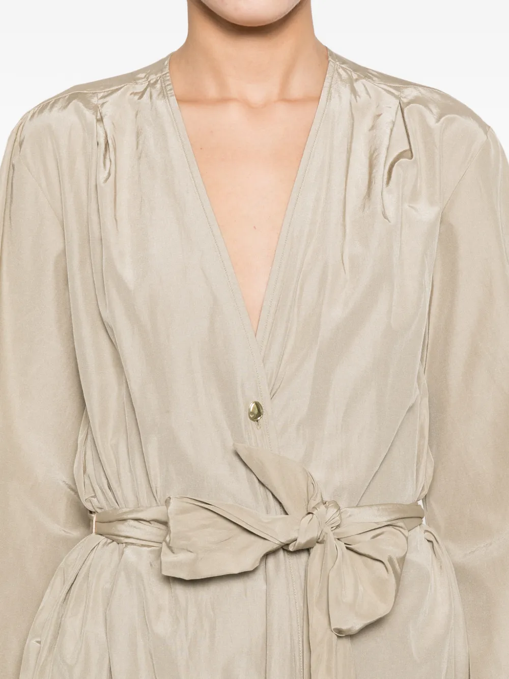 Forte Midi-jurk met ceintuur en V-hals Beige