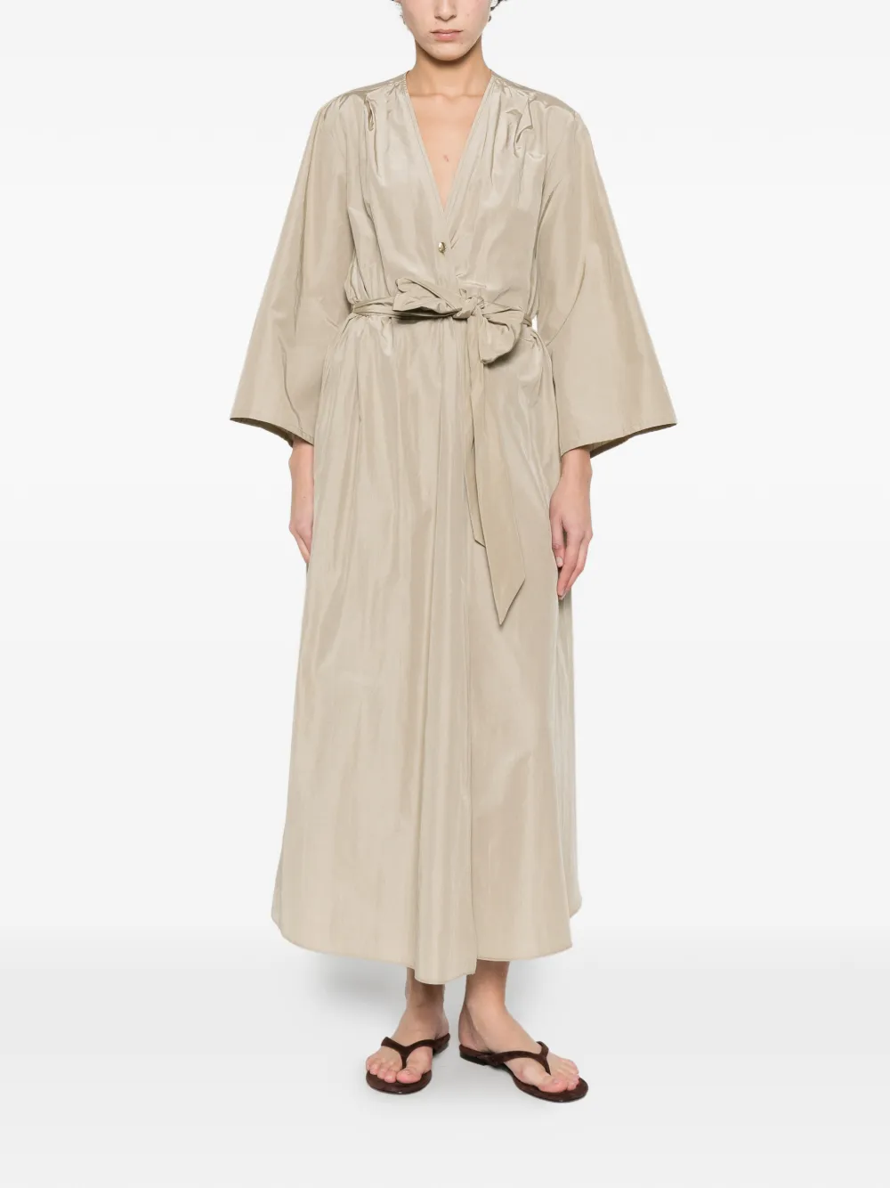  Forte Forte V-neck Belted Midi Dress - Neutrals 