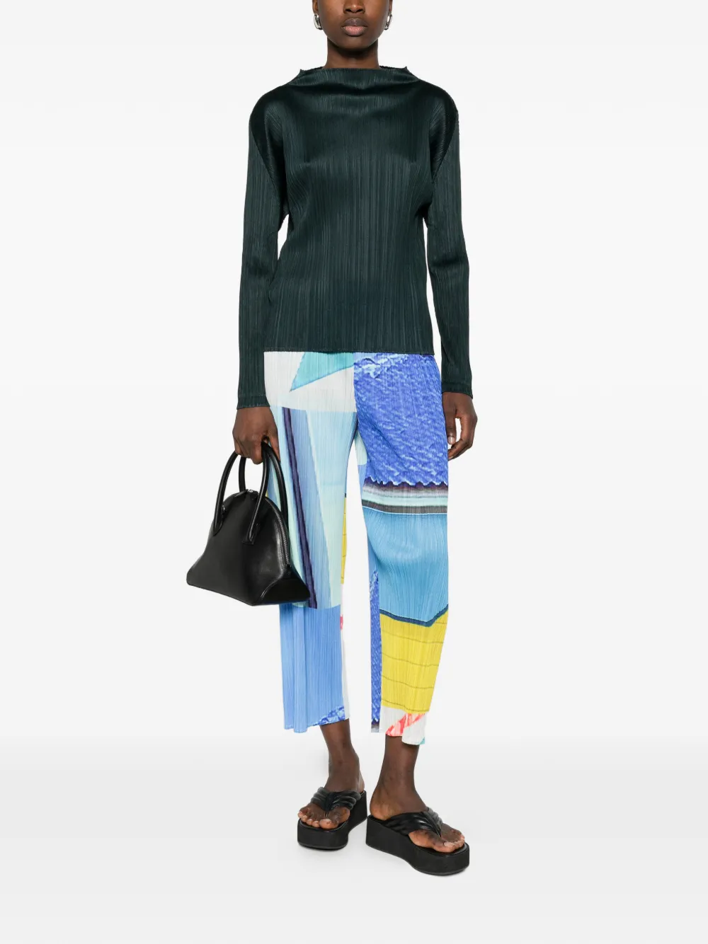 Pleats Please Issey Miyake Geometrische plooibroek Blauw