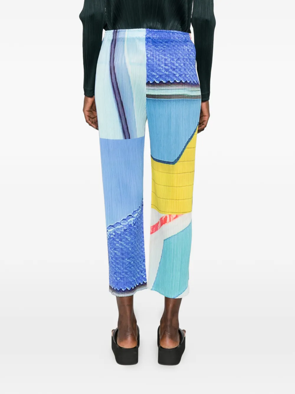 Pleats Please Issey Miyake Geometrische plooibroek Blauw