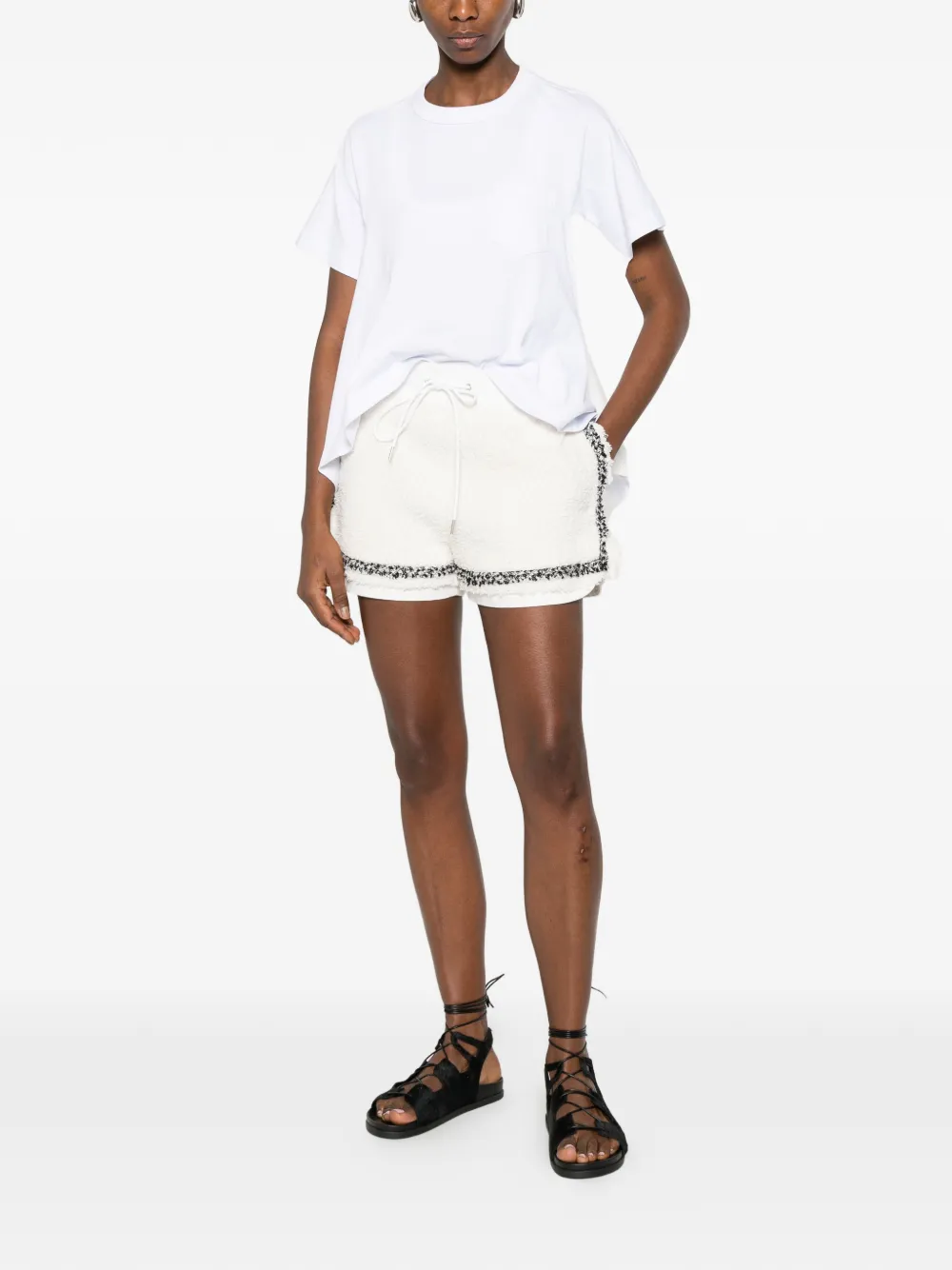  Sacai Drawstring Trim Shorts - White 