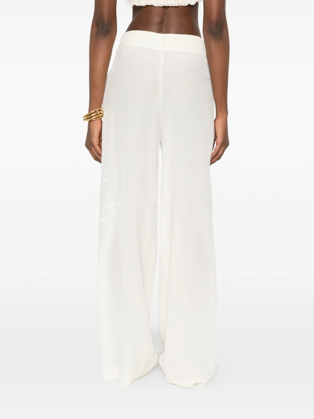 Ermanno Scervino Broek met geborduurde bloemen Beige