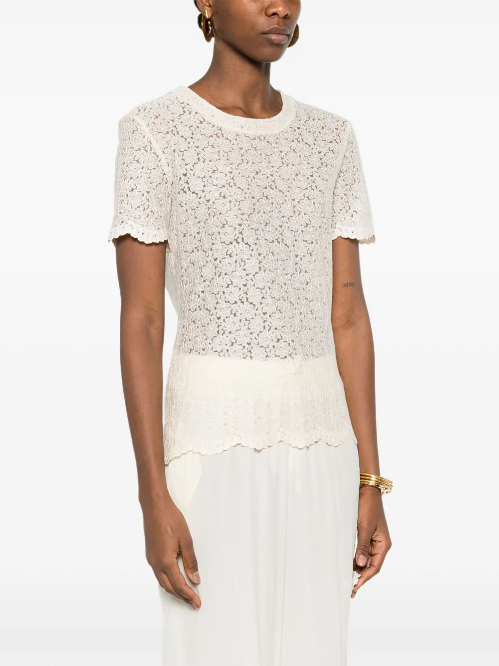  Ermanno Scervino Lace T-shirt - Neutrals 