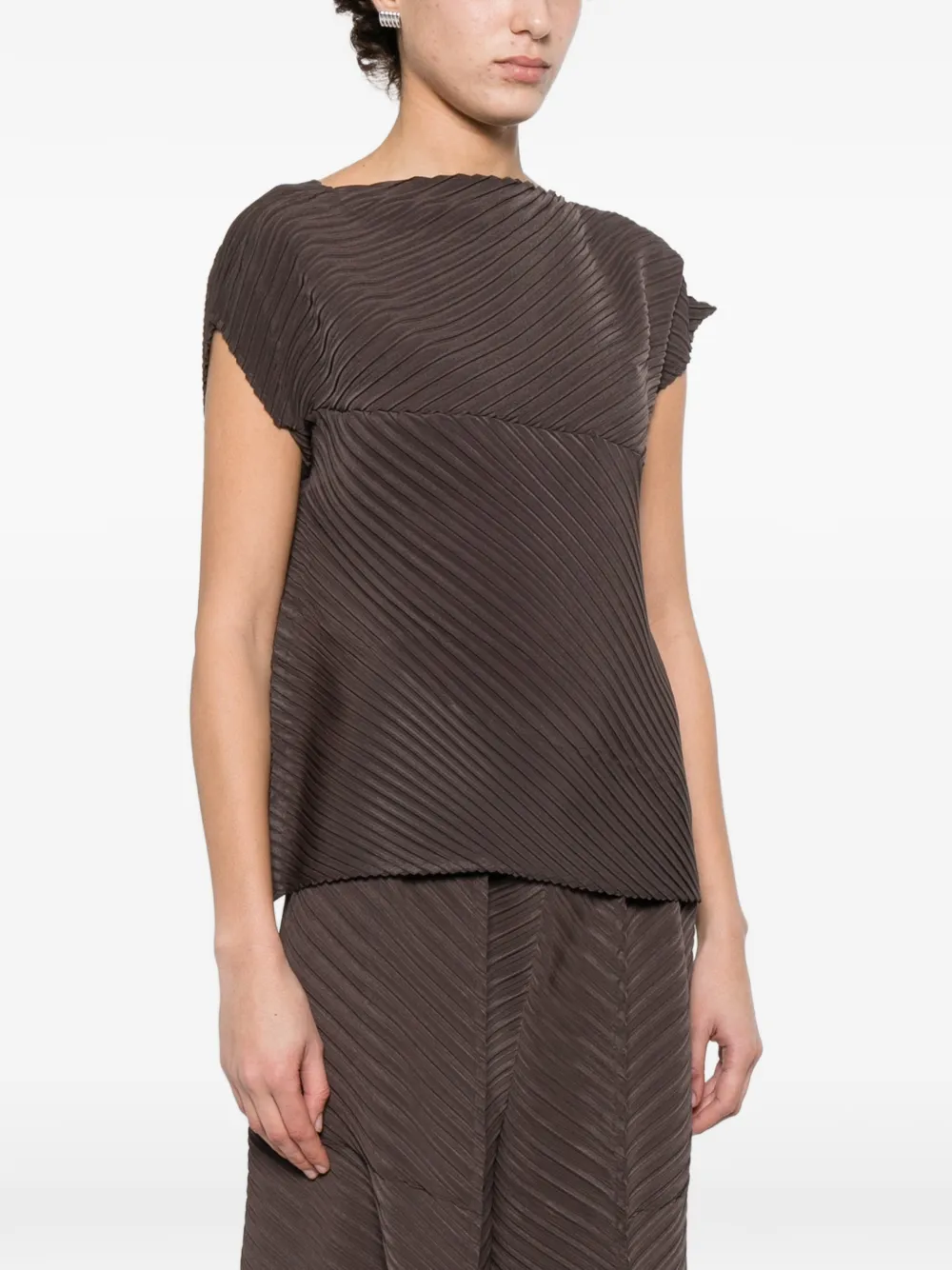  Issey Miyake Pleated T-shirt - Brown 