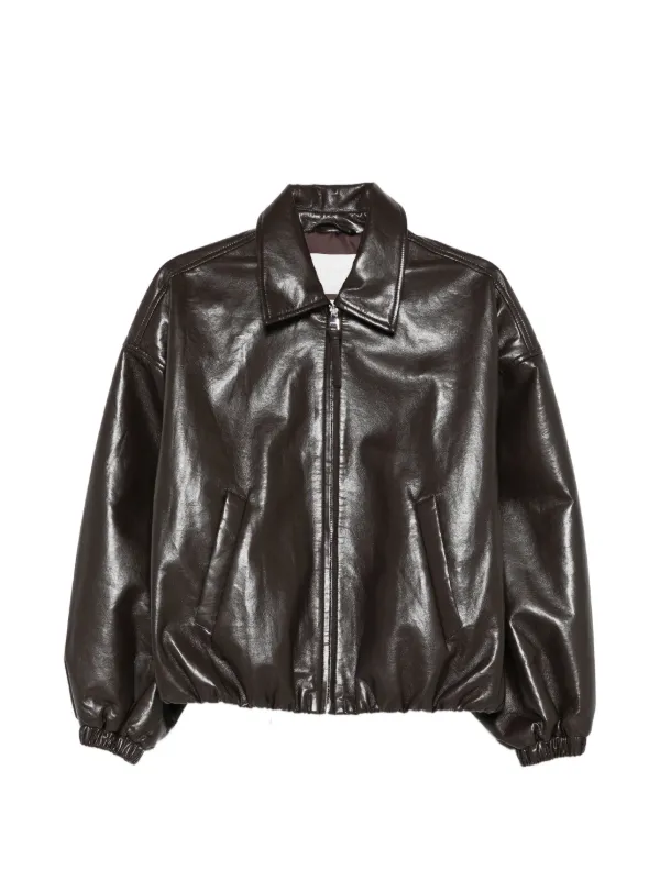 Citizens of Humanity Bubble-hem Leather Bomber Jacket in Brown