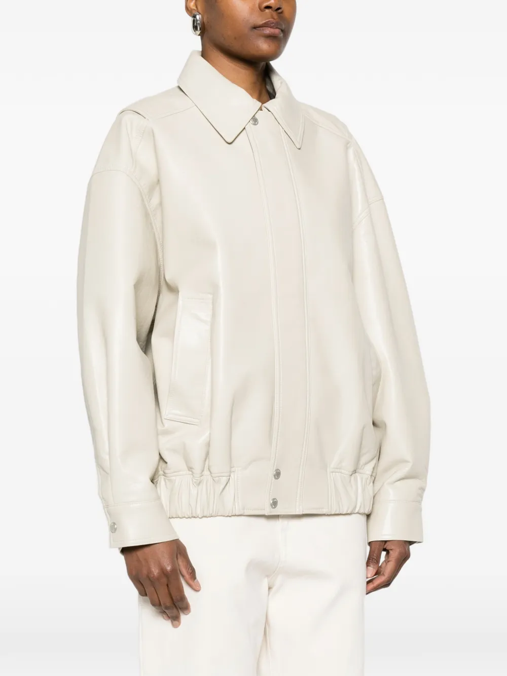  Agolde Aston Button Collared Jacket - Neutrals 