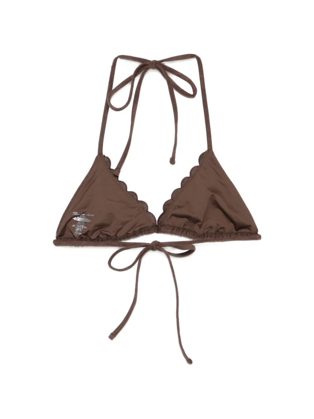 Frankies Bikinis Floral-appliqué Scalloped Bikini Top - Brown 