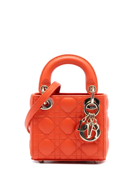Christian Dior Pre-Owned 2022 Micro Lambskin Cannage Lady Dior satchel