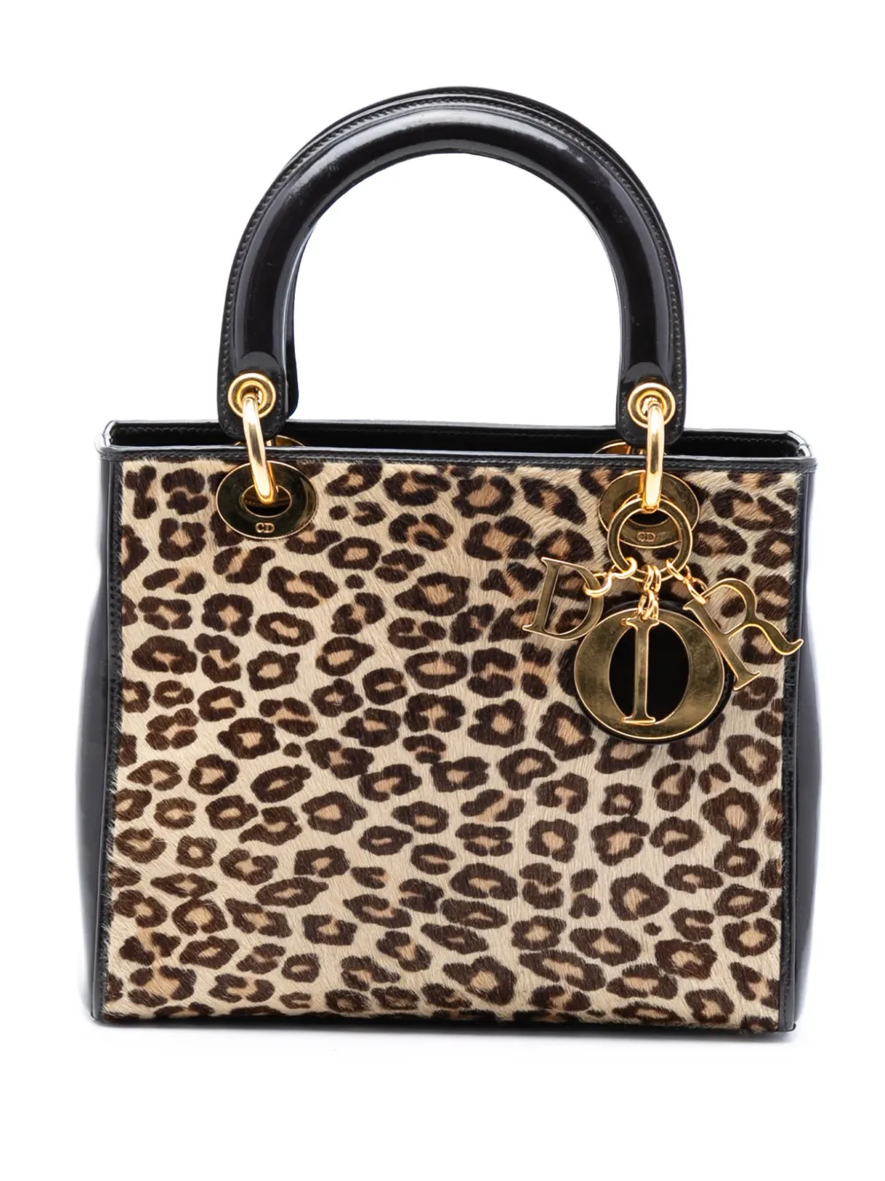 Christian Dior Pre-Owned 1997 Medium Pony Hair Leopard Print Lady Dior satchel - Nero