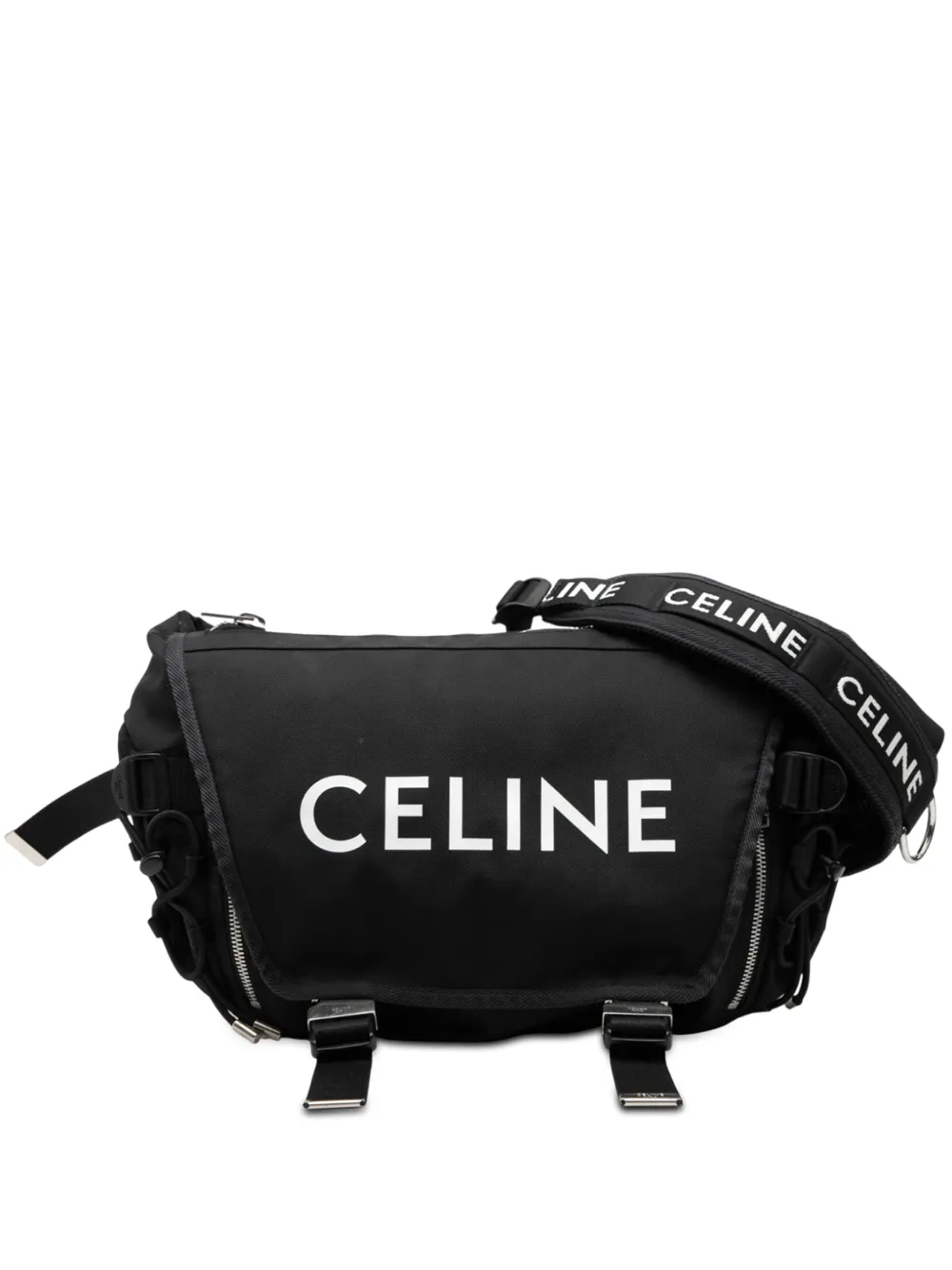 Celine Pre-Owned 2022 Medium Nylon Logo Trekking Messenger Bag crossbody bag - Nero