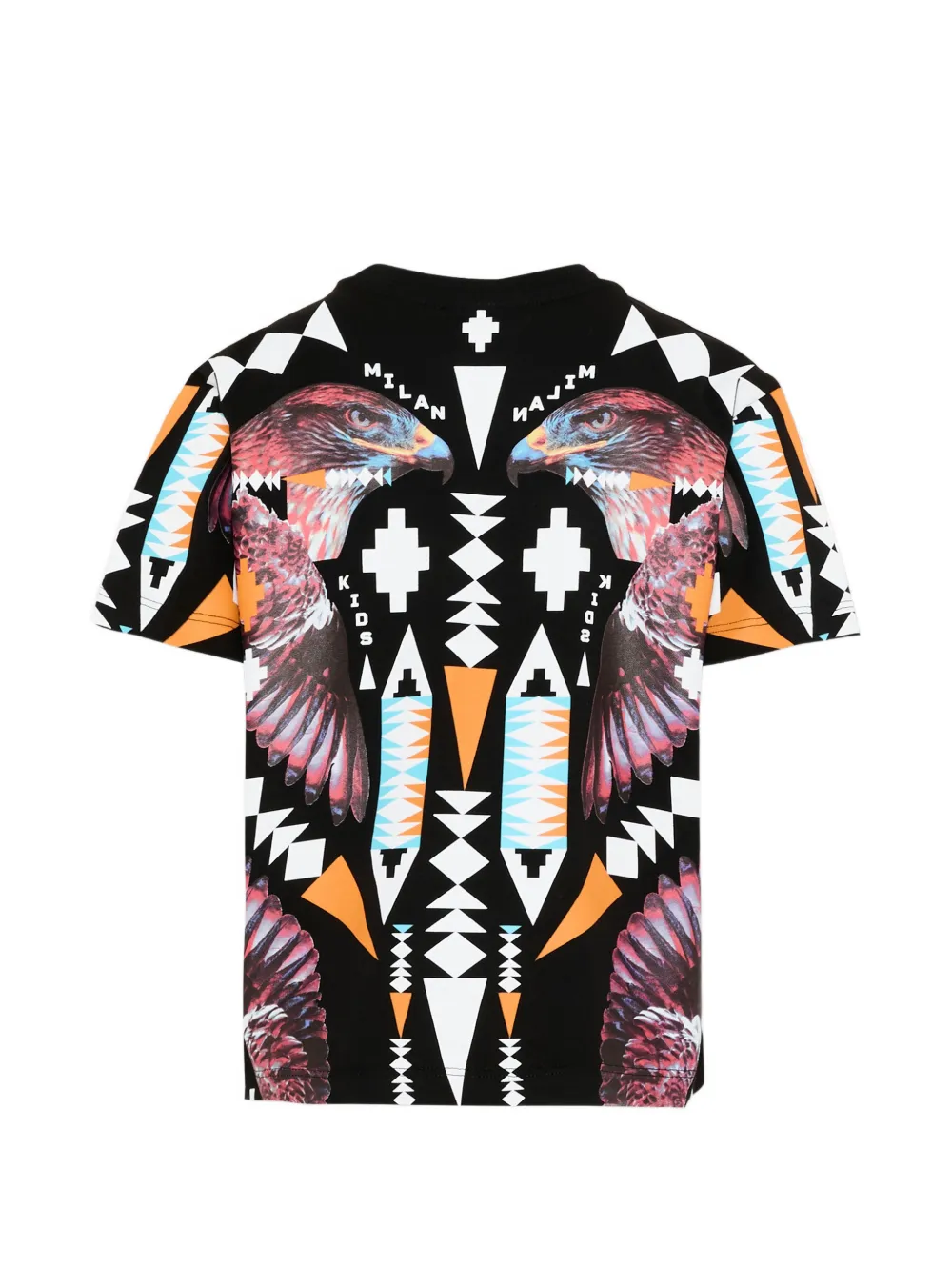 COUNTY OF MILAN T-shirt met geometrische adelaarprint Zwart