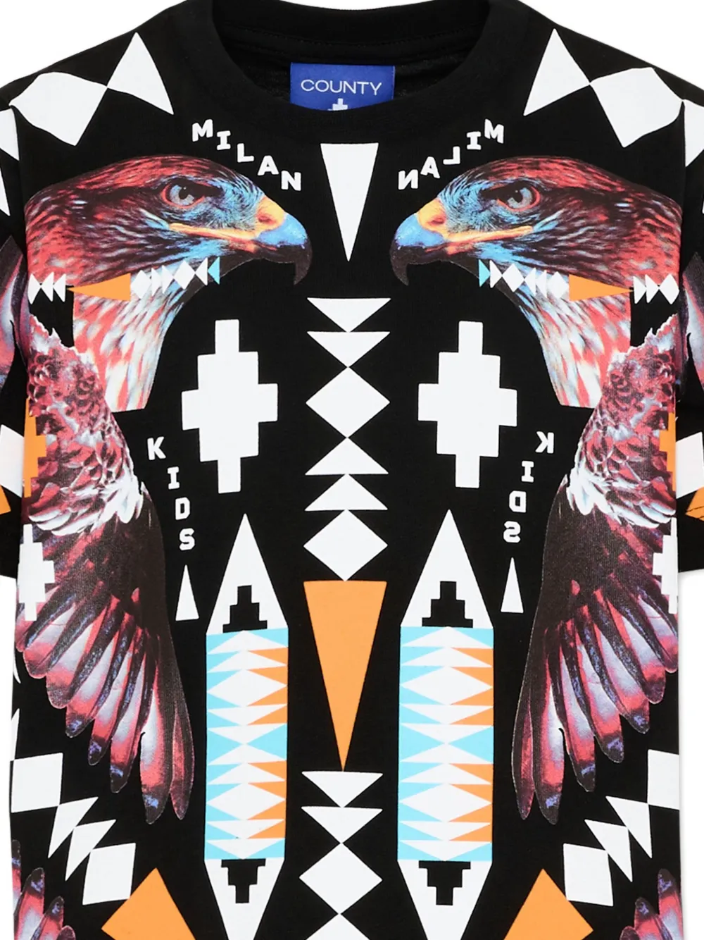 COUNTY OF MILAN T-shirt met geometrische adelaarprint Zwart