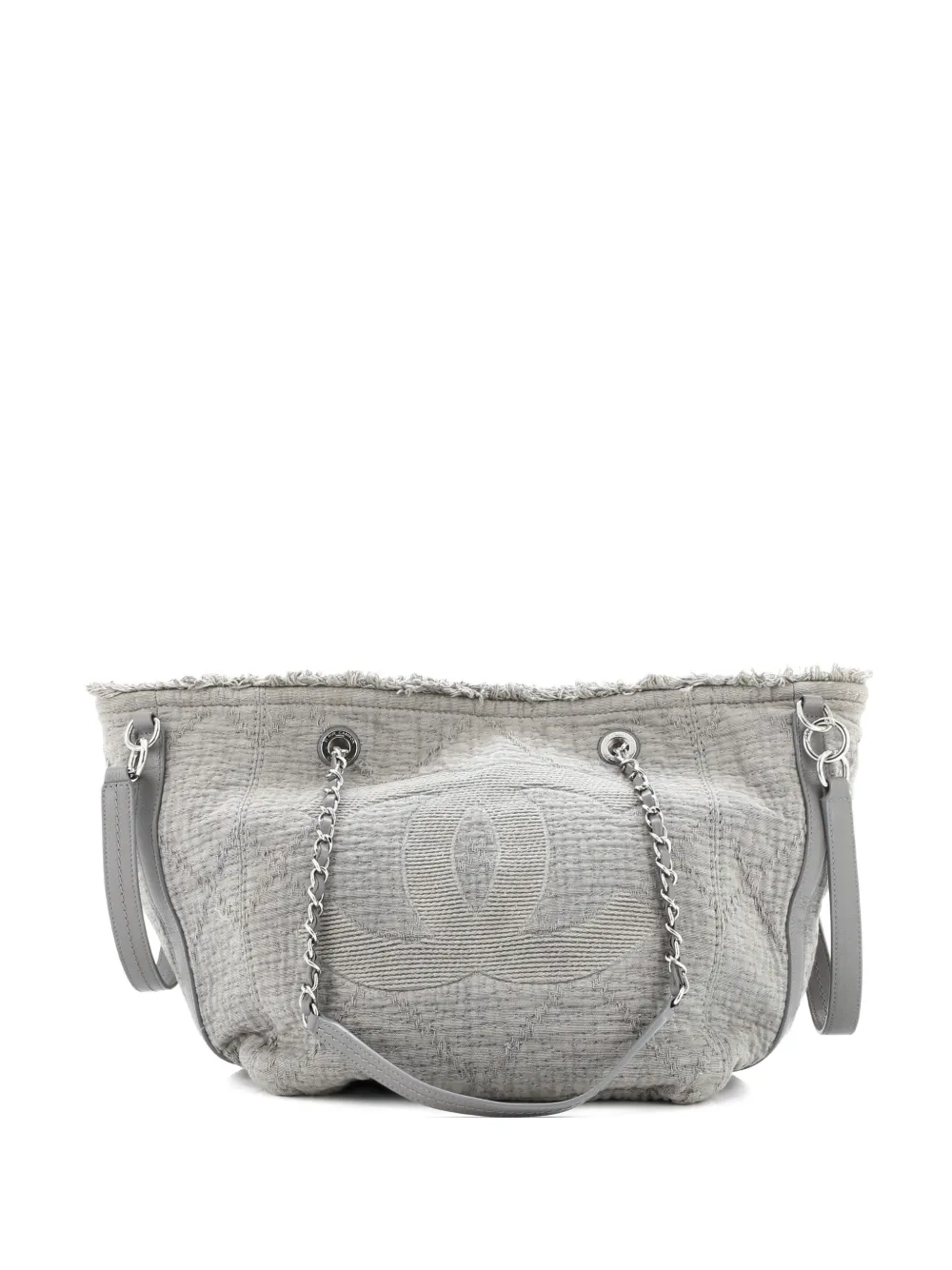 CHANEL Pre-Owned Double Face Deauville Fringe Quilted Canvas Small tote bag - Grigio