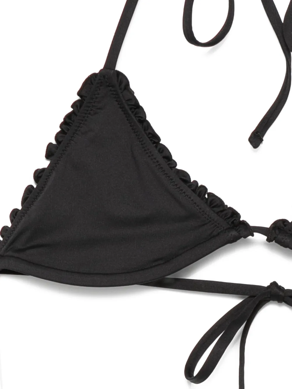  Frankies Bikinis Nick Ruffled Bikini Top - Black 