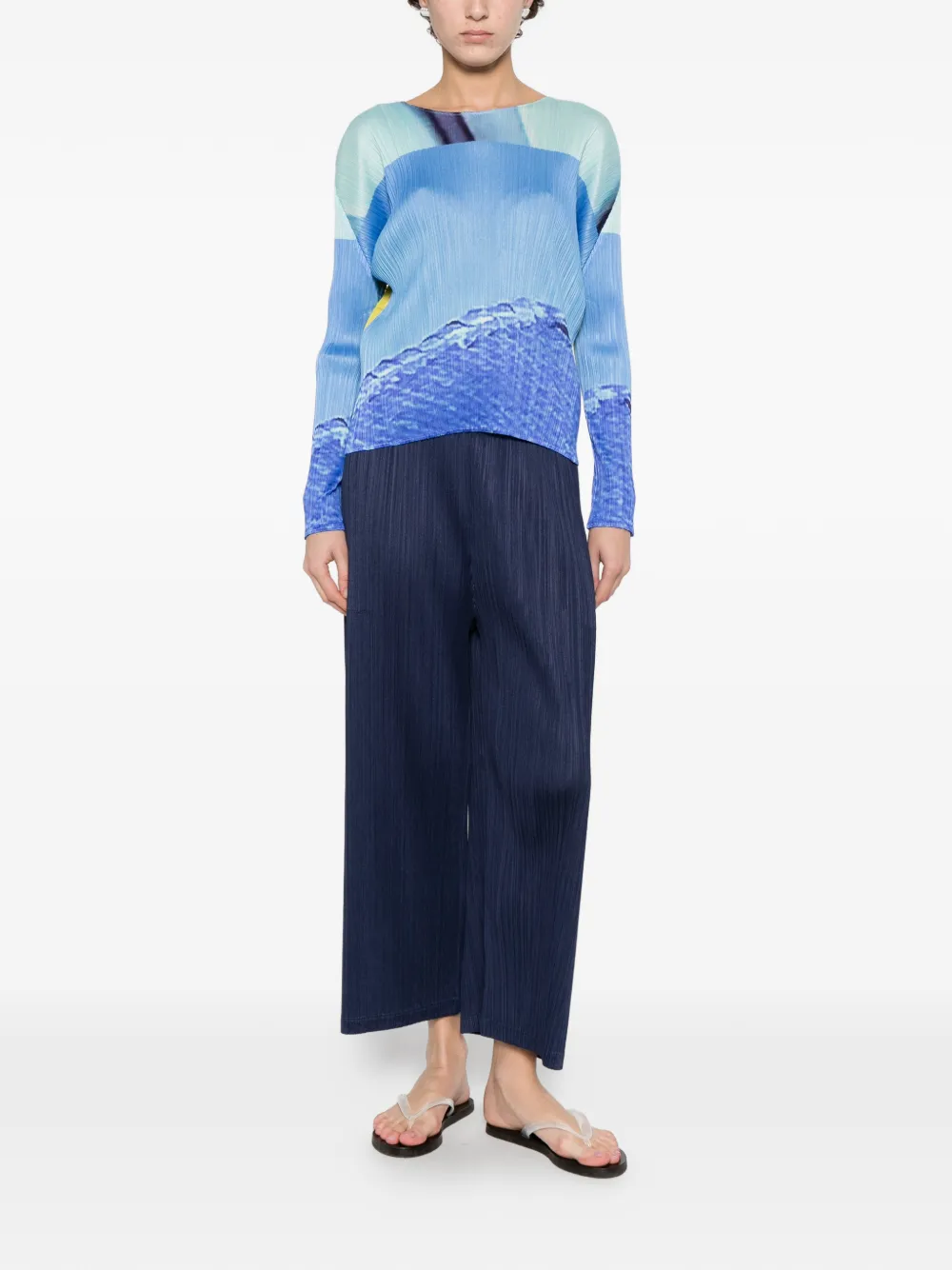  Pleats Please Issey Miyake Pleated Blouse - Blue 