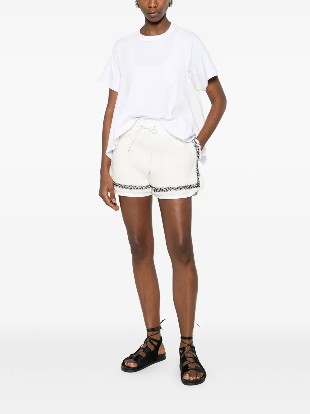 sacai Gelaagd T-shirt met zak Wit