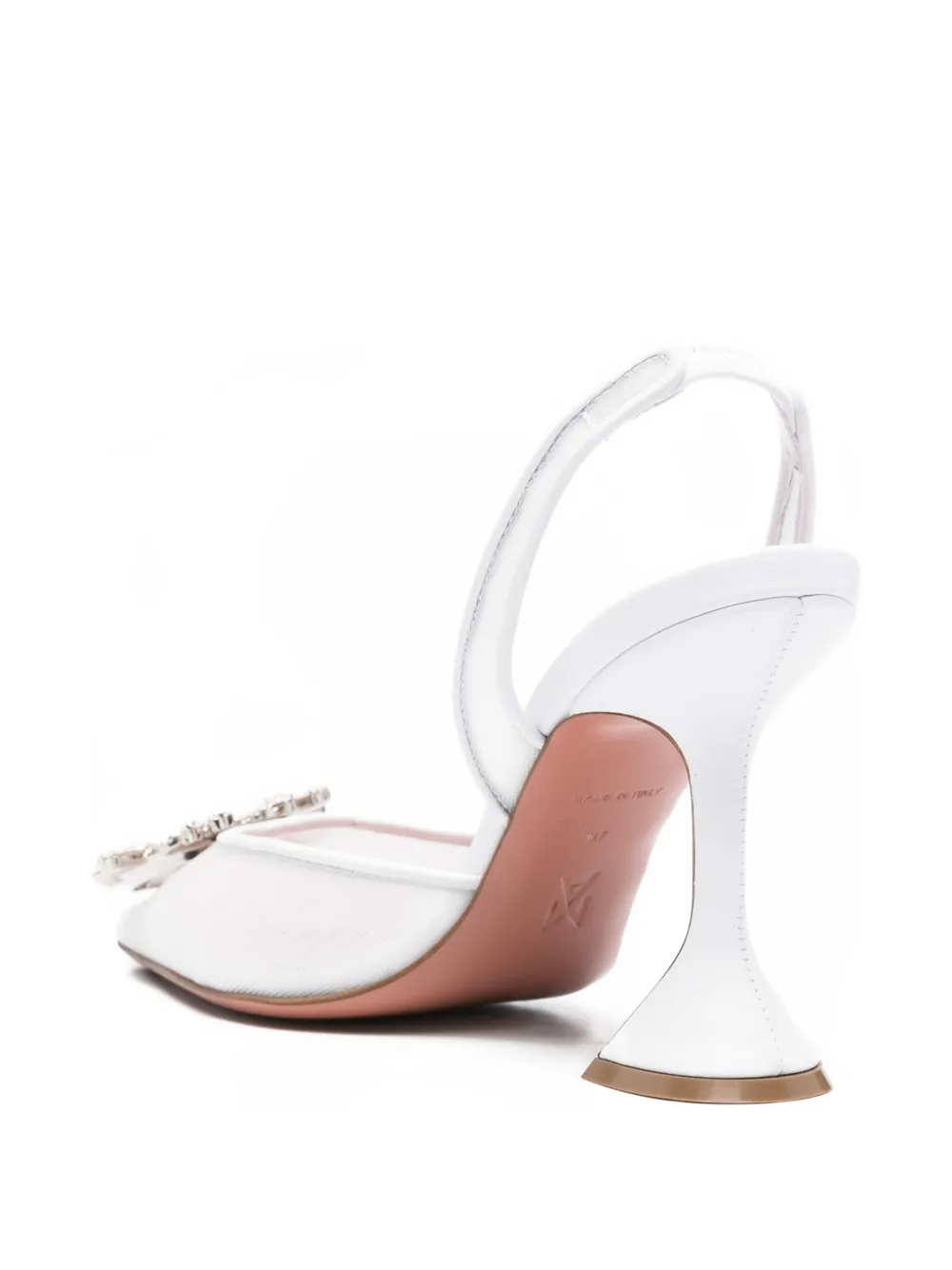 Amina Muaddi Begum embellishment slingback pumps Wit