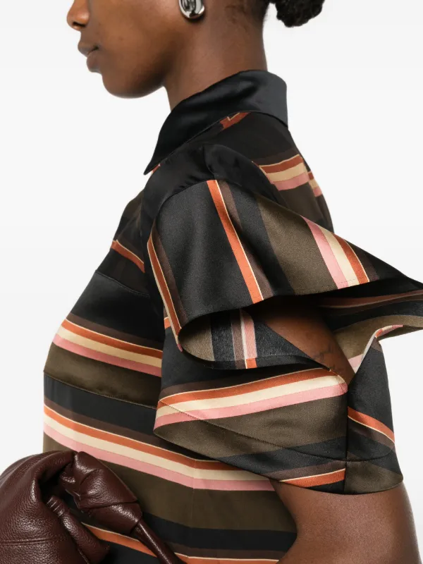 Sacai horizontal-stripe Midi Shirt Dress | Black | FARFETCH AO