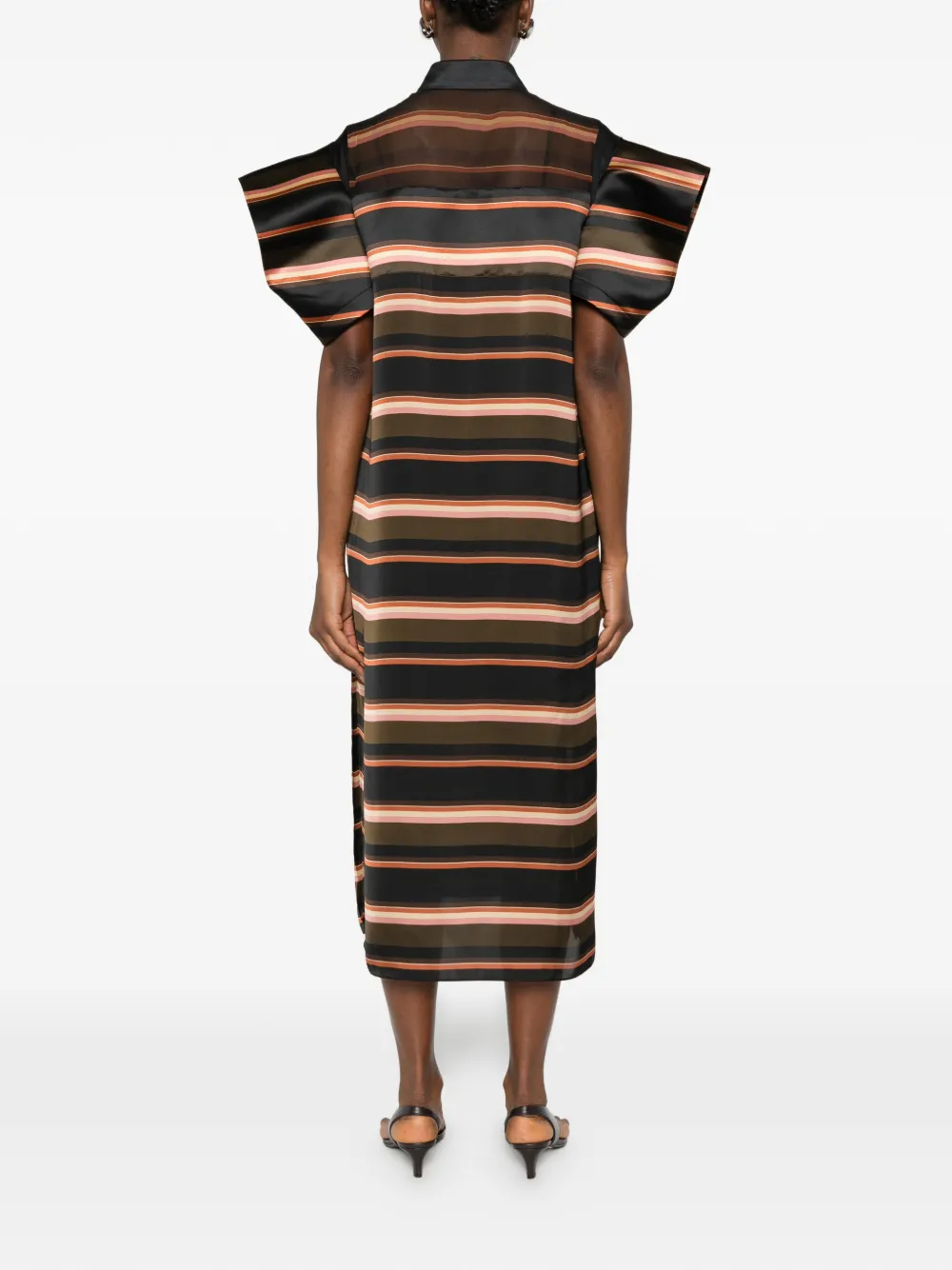sacai Midi-blousejurk met horizontale streep Zwart
