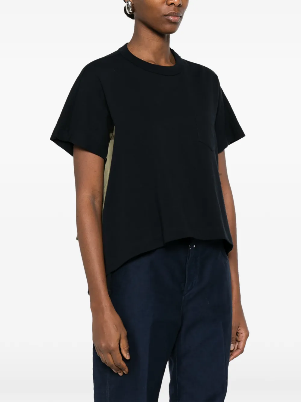 sacai T-shirt met zak en vlakken Blauw