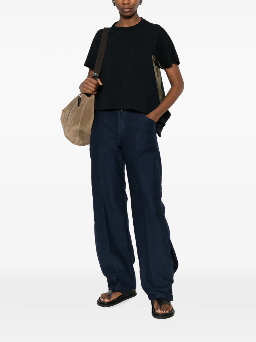 sacai T-shirt met zak en vlakken Blauw